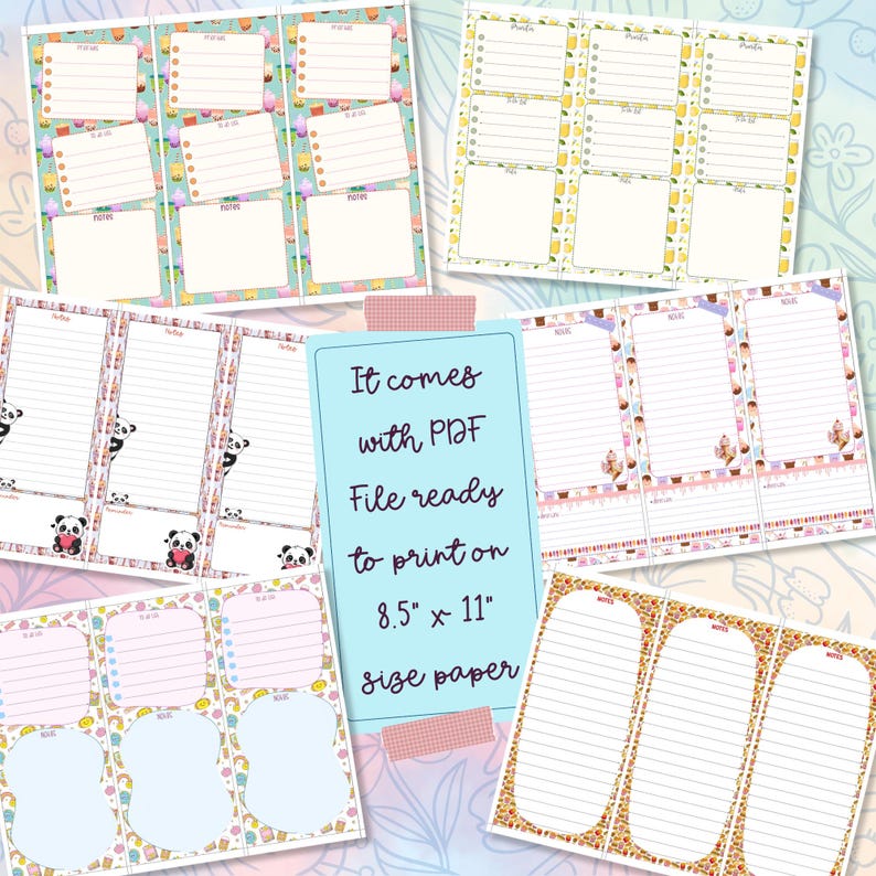 Print & Write! 6 Adorable Notepad: PNG and PDF Printable Designs (3.5 ...