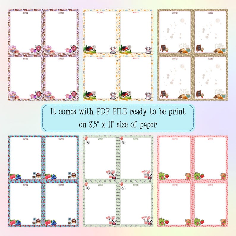Fancy Notepad Pdf Printable Notepad Bundle | 6 Designs (PDF & PNG Digital Download) - Etsy