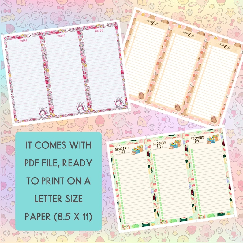 Kawaii Magnetic Bookmarks & Notepad Set | Cute Printable Planners ...