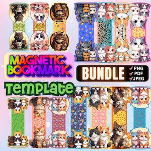 Cat Magnetic Bookmark Bundle | DIY Printable (Digital Download)