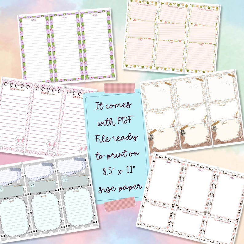 Notepad Templates | Digital Download | 6 Printable Designs (3.5"x8") - Etsy