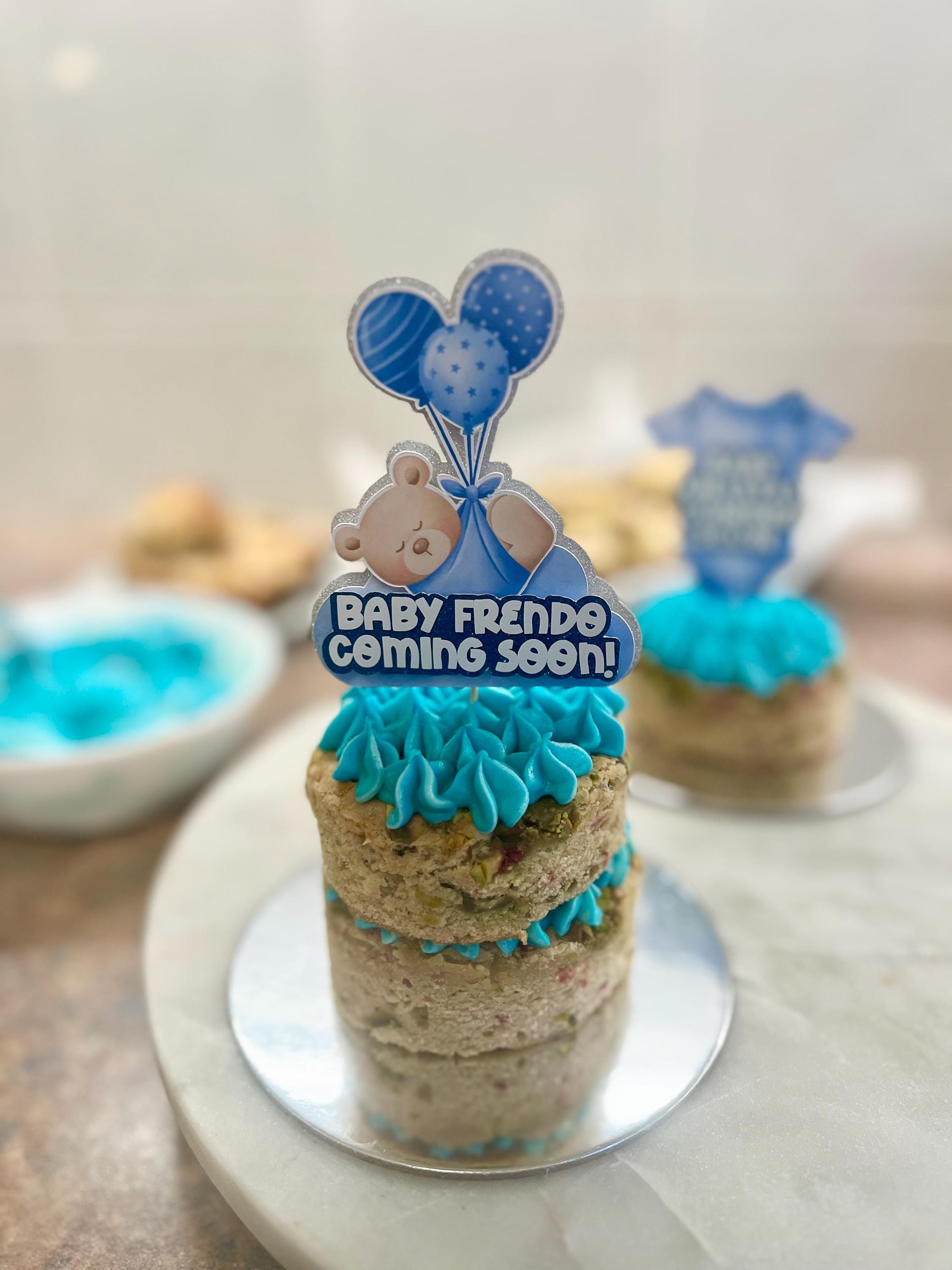 Personalised Baby Shower Cake Topper: Teddy Bear and Blue Balloons - Etsy