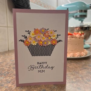 Floral birthday card | Handmade and personalised with name or message for the birthday person. Perfect for birthday or Mother's Day gifts.