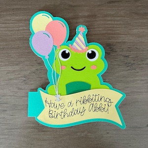 Frog birthday card | Personalised with name or custom message on the front for a ribbiting birthday celebration!