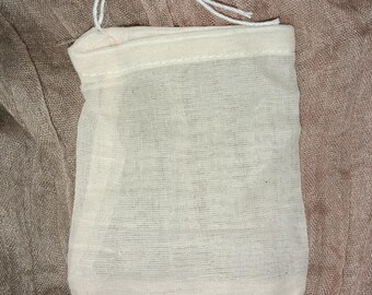 3 Reusable Drawstring Cotton Tea Bags Cheese Cloth Bags