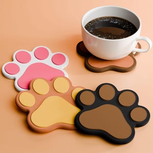 Dog Paw Drink Coaster - Colorful Puppy Lover Gift, Multiple Color Options