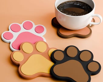 Dog Paw Drink Coaster - Colorful Puppy Lover Gift, Multiple Color Options