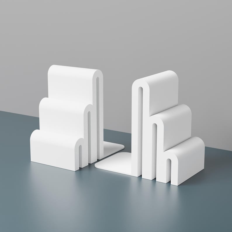 white modern bookends