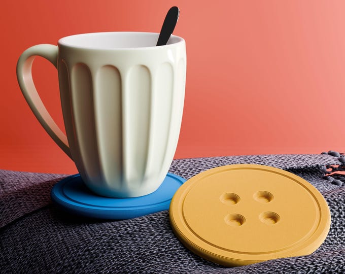Button Coasters - Colorful Novelty Drink Coasters, Gift for Sewers, Desk Decor for Home Office