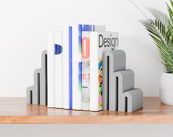 ARCH Bookends - Modern Book Organizer for Home Office Bookshelf Decor, Set of 2