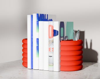 NEST Multifunctional Bookends - 2 in 1 Book Organizer & Pen Holder, Set of 2