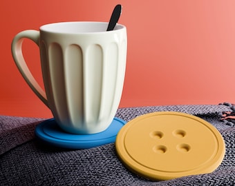 Button Coasters - Novelty Drink Coasters, Gift for Sewers, Set of 4