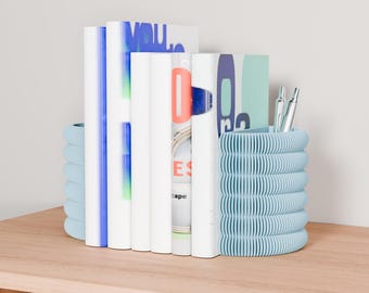 RIDGE Multifunctional Bookends - 2 in 1 Book & Pen Organizer Office Decor, Set of 2