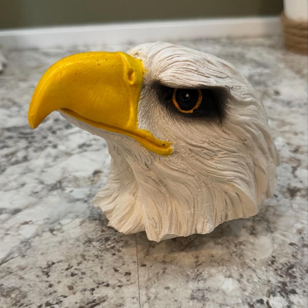 Handcrafted Plaster Eagle Head: Patriotic Wreath Attachment