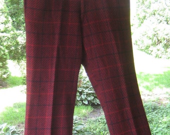 Hipster Wool Retro Red n Blue Pants 1960s 1970s