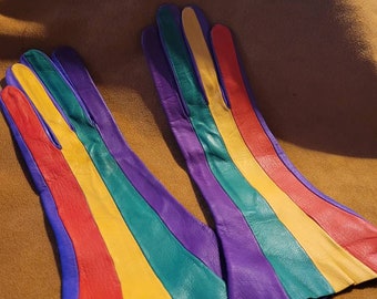 Your hands look fabulous Exquisite vintage Paris rainbow leather gloves