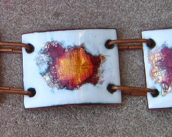 Great retro Modern Copper and Enamel Set Designer made in Brazil By H Stern
