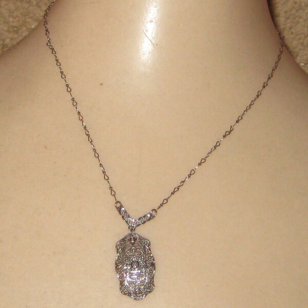 Great Vintage 1920s Sterling Deco Necklace Chocker