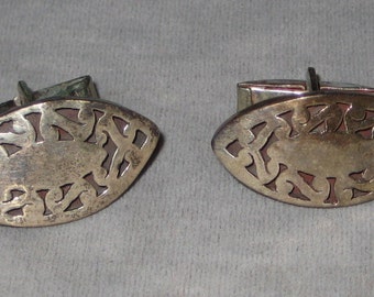 Fab Vintage Signed By Artist Sterling Silver 925 Taxco Cufflinks Cut Out Design