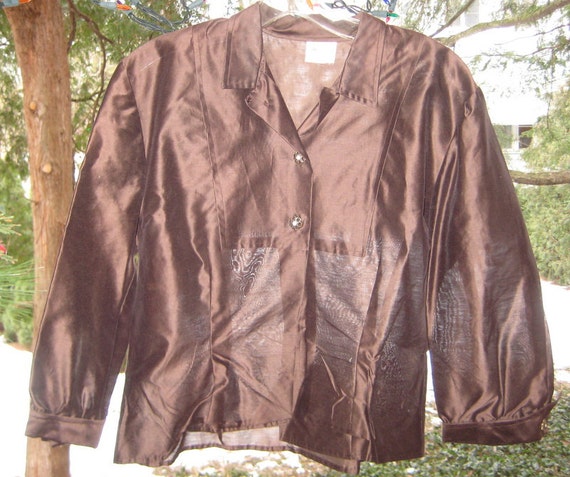 Great 1940s 1950s Brown Sheer Sexy Blouse never wo