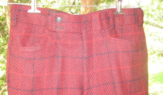 Hipster Wool Retro Red n Blue Pants 1960s 1970s - image 2