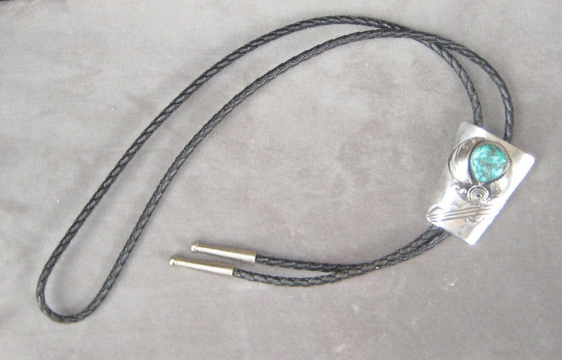 Great Vintage 1950s 1960s Sterling Artist Signed Native American G Gomez Bolo Tie image 1