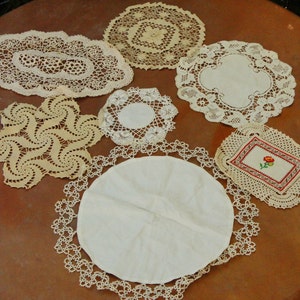 Vintage Crochet Lace Doily Lot Craft Supply Shabby Chic Cottagecore Wedding Decor Sewing Home Decor