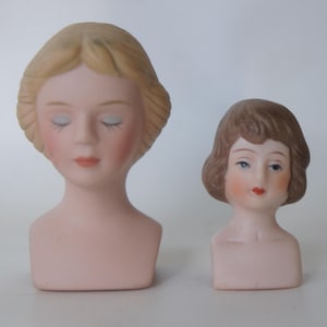 Vintage Paar Kleine Viktorianische Stil Bisquit Porzellan Puppen Köpfe Für Puppen Herstellung Handwerk Cottagecore Bauernhaus Diy