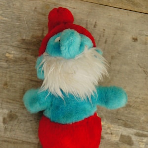 Vintage 80s Plush Papa Smurf /Plushie/Stuffed Toy/Retro/Fantasy/Collectible