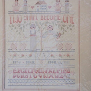 Vintage 80s Dimensions Counted Cross Stitch Wedding Record Kit