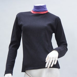 Vintage 80er-90er Colorblock Waffelmuster Rollkragenpullover Von Full Swing Langarm Activewear