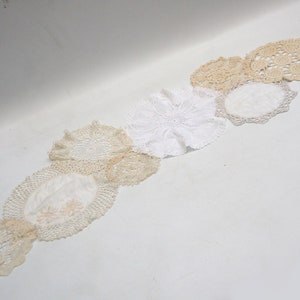 Handmade Upcycled Lace Doilies Table Runner Shabby Chic Cottagecore Farmhouse Boho Home Decor Gift Wedding