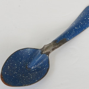 Vintage Enamel Splatterware Spoon Cottagecore Farmhouse Primitive Country Shabby Chic