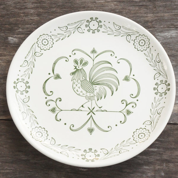 Vintage 50s-60s Rooster Print Plate/Country Style/Farmhouse Decor/Wall Decor/Cottagecore/Mid Century