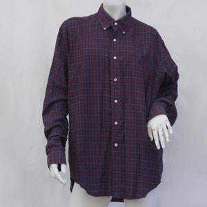 Vintage 80s  Men&#39;s Plaid Ralph Lauren Button Down Shirt Designer Shirt High Fashion