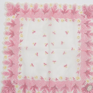 Vintage 50s Sheer Floral Nylon Handkerchief With Original Sticker Dead Stock Retro Shabby Chic Mid Century Gift Wedding