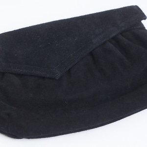 Vintage 70s-80s Black Suede Clutch Shoulder Bag Purse Handbag Evening Bag