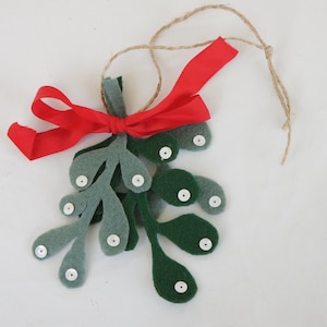 Handmade Felt Mistletoe Ornament Christmas Decor Farmhouse Decor Cottagecore Gift Home Decor