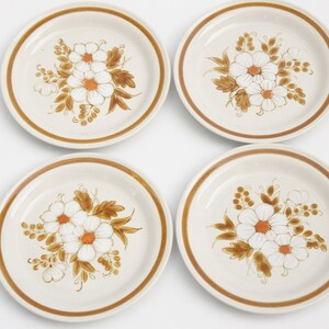 Vintage 70s floral Print Bread Plates Retro Mid Century Mountain Wood Collection Japan Home Decor Cottagecore Gift