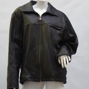 vintage Veste en cuir noir vieilli pour homme par M.Julian