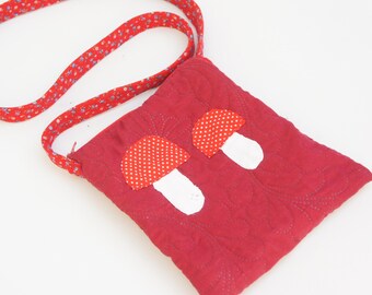 Handgjord svamppaddapall med applikation, axelväska, axelväska, boho, cottagecore, hippie, retro, present