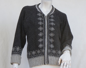 Vintage Y2k Women's Nordic Style Wool Sweater Cardigan Fair Isle Sweater Jacket