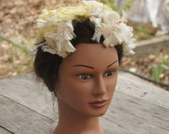 Vintage 50s Floral Facinator Hat Retro Mid Century Costume Prop Wedding