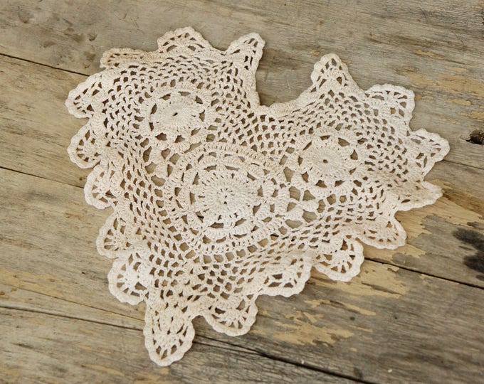 Vintage Crochet Lace Heart Etsy