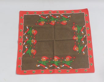 Vintage Swedish Santa Print God Jul Merry Christmas Tapestry