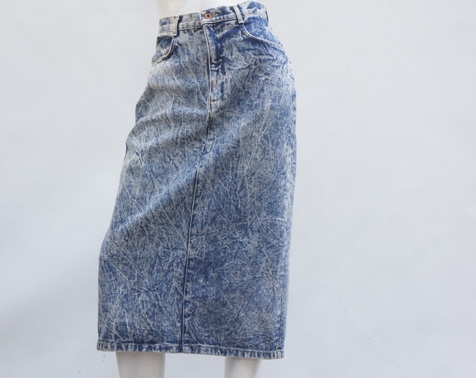 Vintage 80s Stone Washed Denim/jean Skirt/maxi Pencil Skirt - Etsy