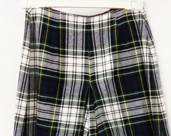 Vintage 60s Women's Plaid Wool Shorts Pant Skirt Mod Retro Mid Century