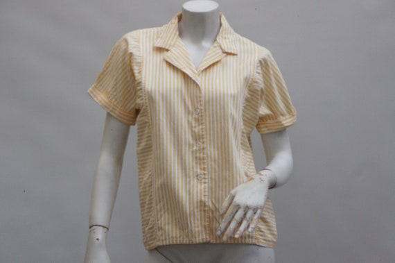 Vintage 90s Striped Dolman Sleeve Blouse Short Sl… - image 1