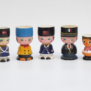 Vintage Lot Of Danish Wooden Pegdoll People Egg Cups Scandinavian Retro Mid Century Boho Cottagecore Home Decor Instant Collection