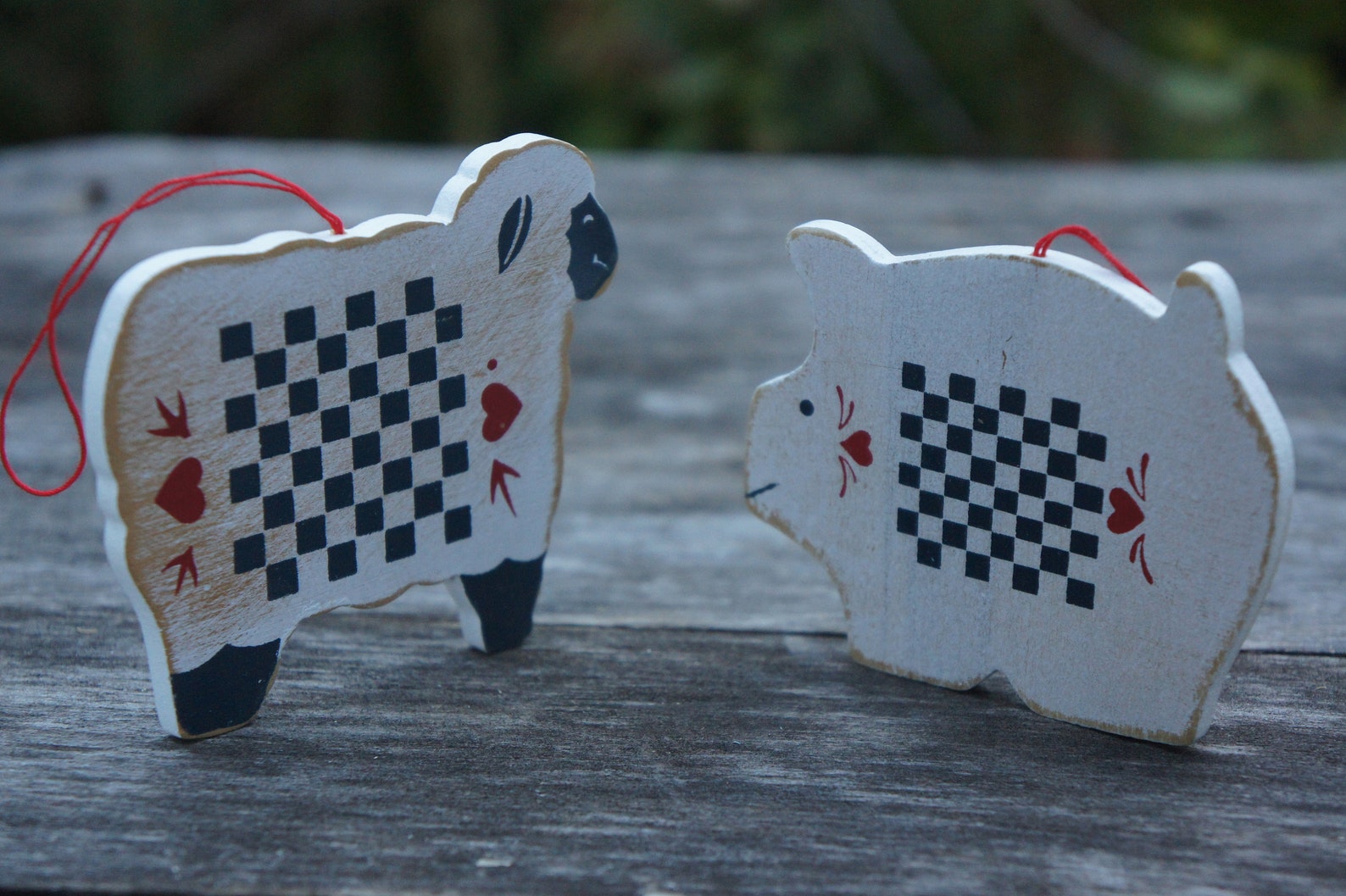 Vintage Sheep and Pig Wooden Country Style Ornaments/primitive Etsy